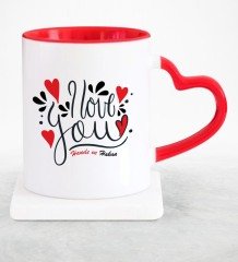 Kişiye Özel Seni Seviyorum Kırmızı Kalpli Kupa Bardak - 1