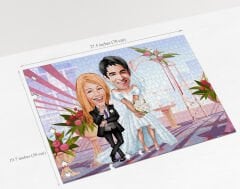 BK Gift Kişiye Özel Sevgililer Karikatürlü 1000 Parça Profesyonel Puzzle-13