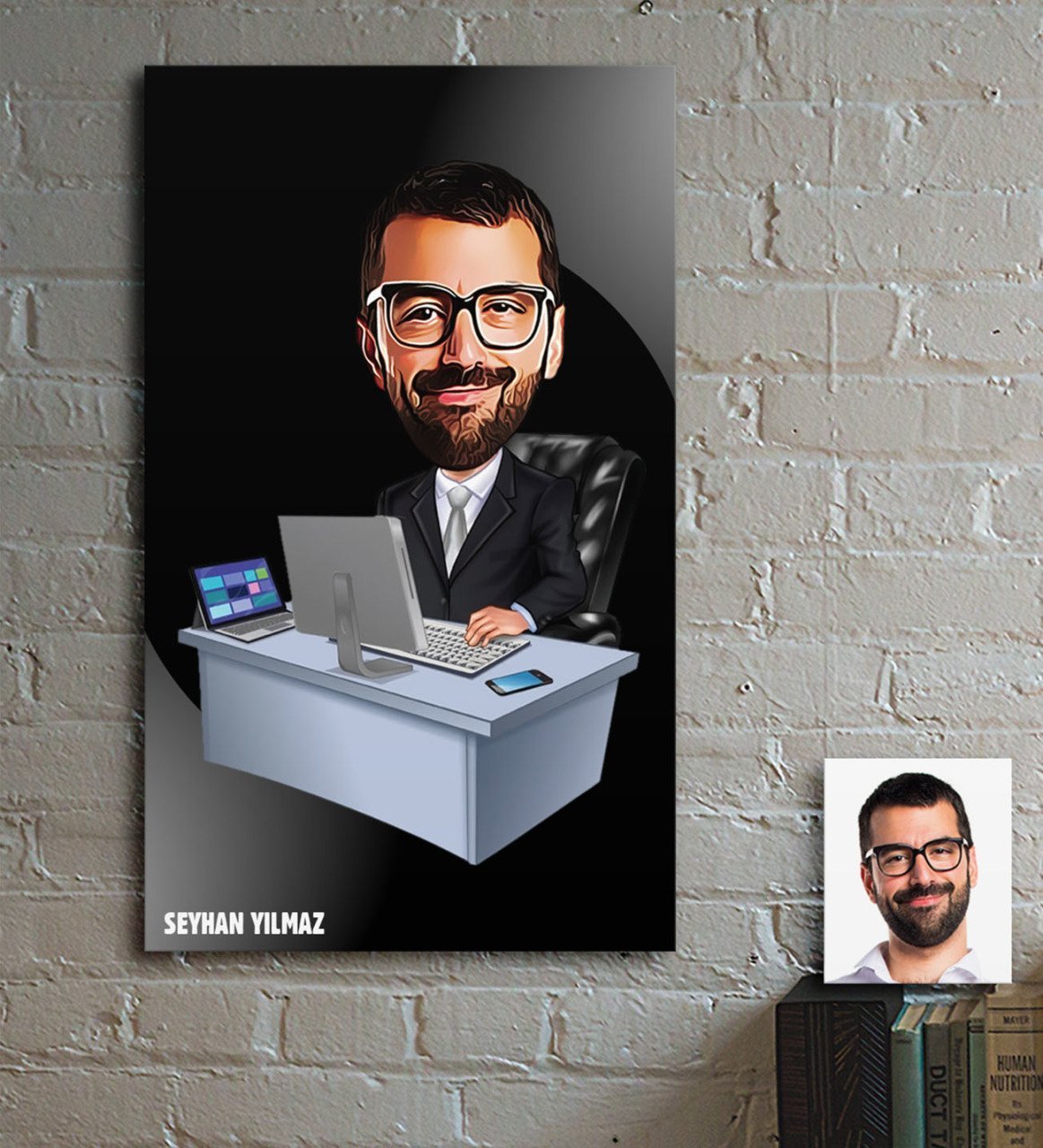 Kişiye Özel Bay Genel Müdür Karikatür Ahşap Tablo - 2