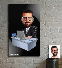 Kişiye Özel Bay Genel Müdür Karikatür Ahşap Tablo - 2