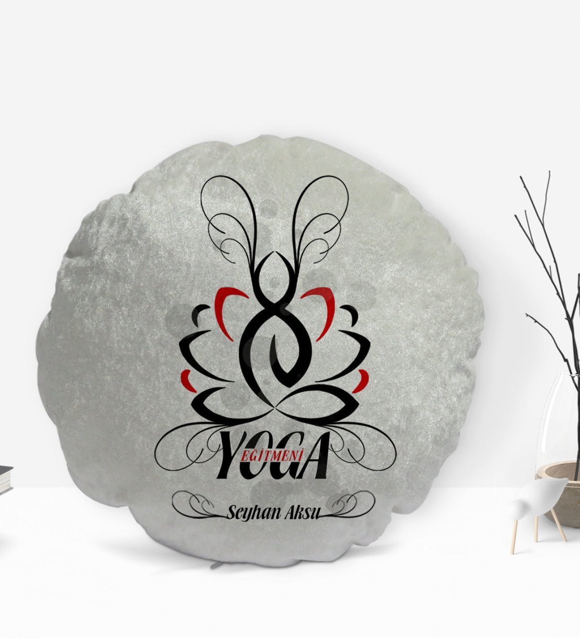 Kişiye Özel İsimli Yoga Eğitmeni Tasarımlı Dekoratif Kırlent Yastık-1
