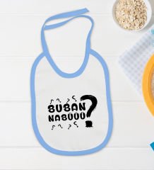 BK Kids Buban Nabüüü Tasarımlı Mavi Bebek Body Zıbın ve Mama Önlüğü Hediye Seti-1