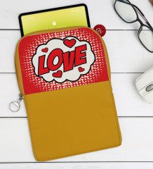 BK Gift Pop Art Tasarımlı Taşınabilir Koruyucu Tablet Kılıfı & Organizer Çanta - Sarı-5