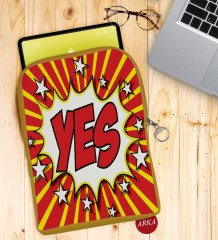 BK Gift Pop Art Tasarımlı Taşınabilir Koruyucu Tablet Kılıfı & Organizer Çanta - Sarı-5