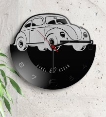 Kişiye Özel Retro Beetle Tasarımlı Ahşap Duvar Saati (Model 3-1)