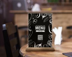 BK Gift Restoran & Cafe & Barlara Özel Ahşap Standlı Pleksi QR Kod Menü, Cafe&Bar için QR kodlu Tabela, QR kodlu Masa Dekoru-13
