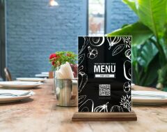 BK Gift Restoran & Cafe & Barlara Özel Ahşap Standlı Pleksi QR Kod Menü, Cafe&Bar için QR kodlu Tabela, QR kodlu Masa Dekoru-13