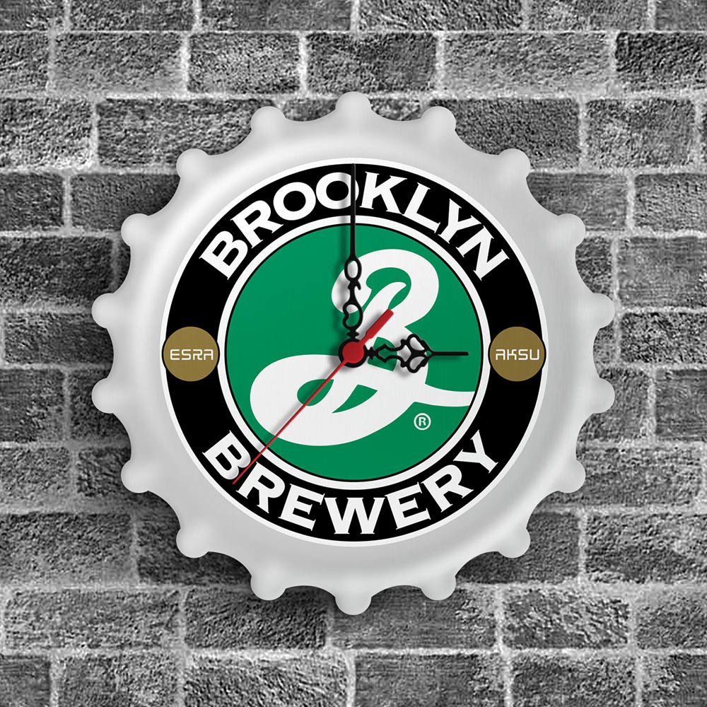 Kişiye Özel Brooklyn Brewery Tasarımlı Ahşap Duvar Saati - 1