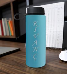 BK Gift Kişiye Özel İsimli Turkuaz Renkli Cam Matara 500ml, Sevgiliye, Arkadaşa Hediye, İsimli Cam Matara, Ofis Hediyesi