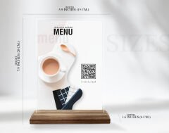 BK Gift Restoran & Cafe & Barlara Özel Ahşap Standlı Pleksi QR Kod Menü, Cafe&Bar için QR kodlu Tabela, QR kodlu Masa Dekoru-14