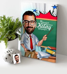Kişiye Özel Bay Öğretmen Karikatür Kanvas Tablo (30 x 50 cm.) 1