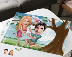 BK Gift Kişiye Özel Sevgililer Karikatürlü 1000 Parça Profesyonel Puzzle-16