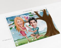 BK Gift Kişiye Özel Sevgililer Karikatürlü 1000 Parça Profesyonel Puzzle-16