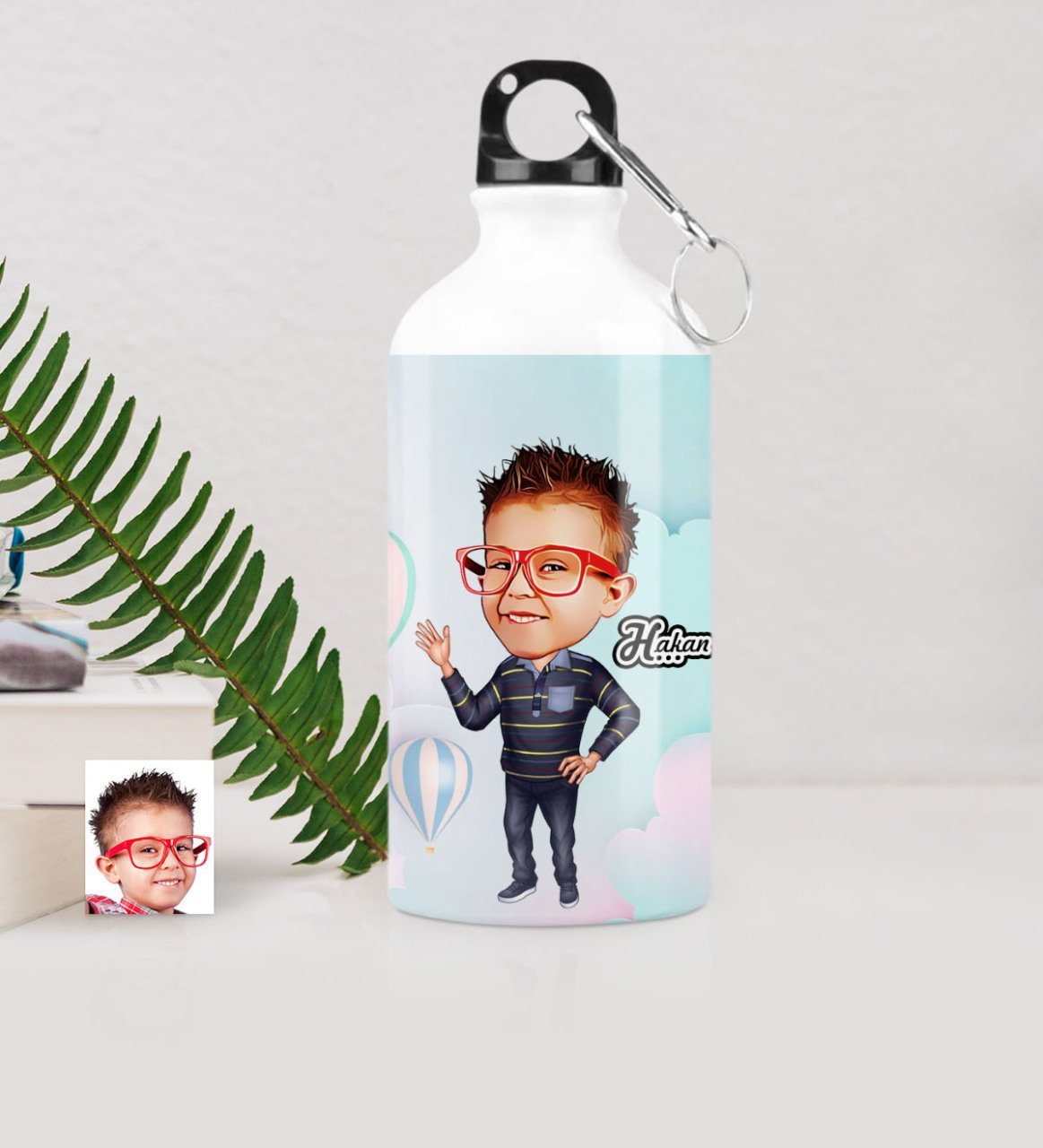 Kişiye Özel Erkek Çocuk Karikatürlü Metal Suluk (500 ml.) - 2