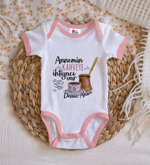 BK Kids Kişiye Özel Pembe Bebek Body Zıbın - Model 51