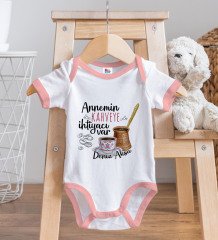 BK Kids Kişiye Özel Pembe Bebek Body Zıbın - Model 51