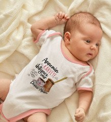 BK Kids Kişiye Özel Pembe Bebek Body Zıbın - Model 51