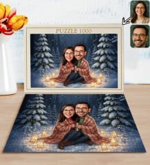 BK Gift Kişiye Özel Sevgili Yılbaşı Karikatür Tasarımlı 1000 Parça Profesyonel Puzzle-5, 1000 Puzzle, Yeni Yıl Hediyesi, Yılbaşı Hediyesi