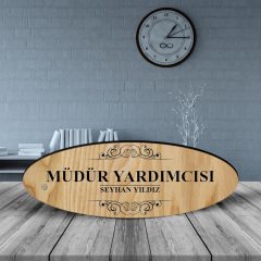 Kişiye Özel Mesleki Müdür Yardımcısı Ahşap Oval Masa İsimliği - 2