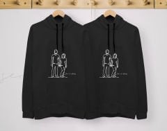 BK Gift Kişiye Özel Sevgililer İsimli İkili Siyah Sweatshirt Seti, Sevgililer Hediye, Çift Hediyesi, Yıl Dönümü Hediyesi, Kişiye Özel Sweatshirt-2