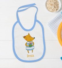 BK Kids Kişiye Özel İsimli Mavi Bebek Body Zıbın ve Mama Önlüğü Hediye Seti-21
