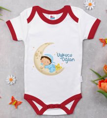 BK Kids Uykucu Oğlan Tasarımlı Kırmızı Bebek Body Zıbın-1