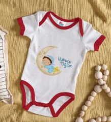 BK Kids Uykucu Oğlan Tasarımlı Kırmızı Bebek Body Zıbın-1