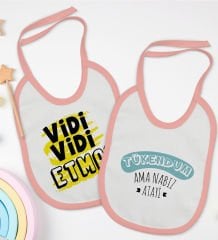 BK Kids Vidi Vidi Etma ve Tukendum Tasarımlı 2’li Pembe Mama Önlüğü-1