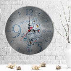 Kişiye Özel 23 Nisan Tasarımlı Ahşap Duvar Saati (30 cm.) - 5
