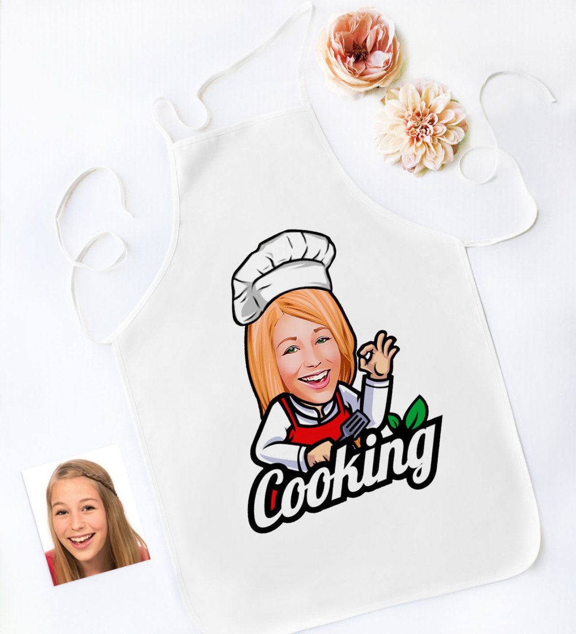 Kişiye Özel Bayan Chef Karikatürlü Mutfak Önlüğü-14