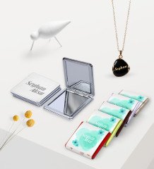 Kadınlara Özel İsimli Siyah Mineli Kolye Ayna Çikolata Hediye Seti - 10