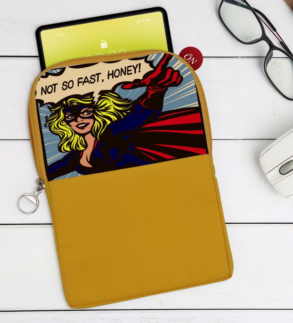BK Gift Pop Art Tasarımlı Taşınabilir Koruyucu Tablet Kılıfı & Organizer Çanta - Sarı-11