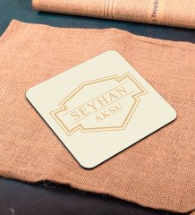 BK Gift Kişiye Özel Ahşap Bardak Altlığı ve 6’lı Granit Viski Taşı Hediye Seti - Model 7