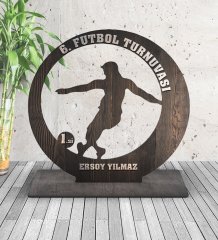 Kişiye Özel Futbol Tasarımlı Ahşap Plaket & Ödül (Model 1)