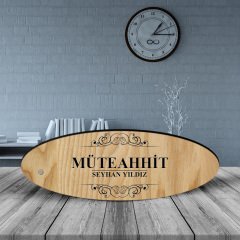 Kişiye Özel Mesleki Müteahhit Ahşap Oval Masa İsimliği - 2