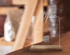 BK Gift Restoran & Cafe & Barlara Özel Ahşap Standlı Pleksi QR Kod Menü, Cafe&Bar için QR kodlu Tabela, QR kodlu Masa Dekoru - 10 ADET-16