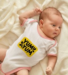 BK Kids Yum Yum Tasarımlı Pembe Bebek Body Zıbın-1