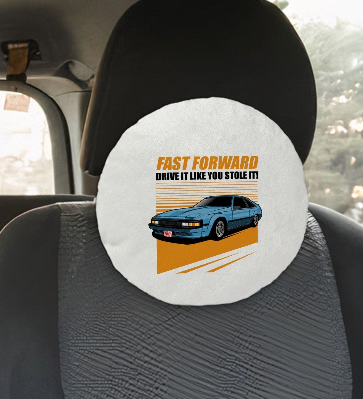 BK Gift Fast Forward Tasarımlı Yuvarlak Araç Koltuk Yastığı-1