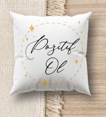 BK Gift Hayat Mottosu Tasarımlı Beyaz Kırlent Yastık, Ev Hediyesi, Ev Dekorasyonu, Dekoratif Hediye-1