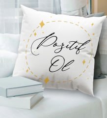 BK Gift Hayat Mottosu Tasarımlı Beyaz Kırlent Yastık, Ev Hediyesi, Ev Dekorasyonu, Dekoratif Hediye-1