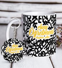 Kişiye Özel Sınıf Öğretmeni Beyaz Kupa ve Anahtarlık Hediye Seti-13