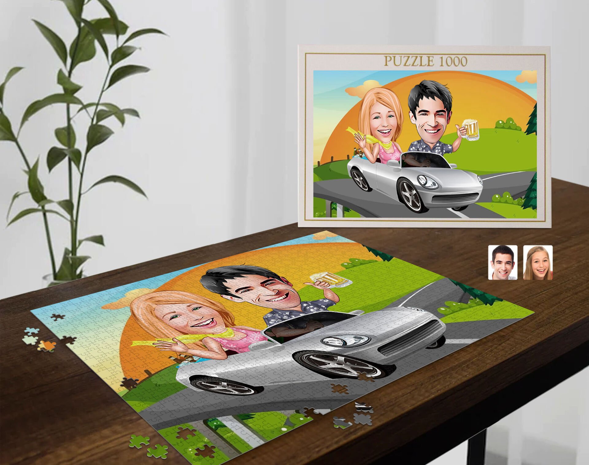 BK Gift Kişiye Özel Sevgililer Karikatürlü 1000 Parça Profesyonel Puzzle-21