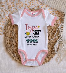 BK Kids Kişiye Özel Pembe Bebek Body Zıbın - Model 52