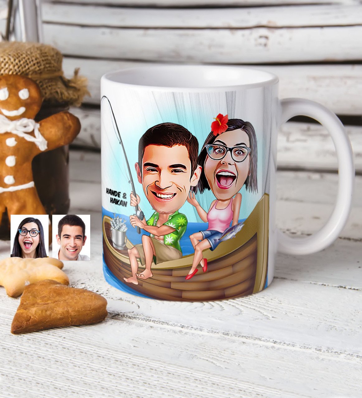 Kişiye Özel Sevgililer Karikatürlü Beyaz Kupa Bardak - 9
