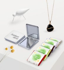 Kadınlara Özel İsimli Siyah Mineli Kolye Ayna Çikolata Hediye Seti - 14