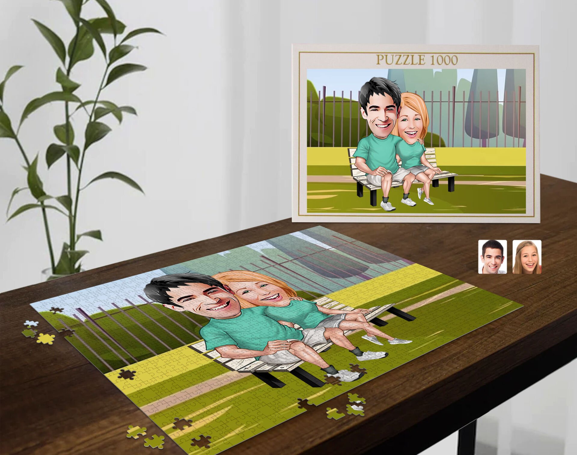 BK Gift Kişiye Özel Sevgililer Karikatürlü 1000 Parça Profesyonel Puzzle-22
