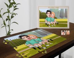 BK Gift Kişiye Özel Sevgililer Karikatürlü 1000 Parça Profesyonel Puzzle-22