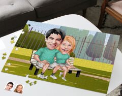 BK Gift Kişiye Özel Sevgililer Karikatürlü 1000 Parça Profesyonel Puzzle-22