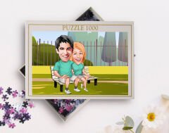 BK Gift Kişiye Özel Sevgililer Karikatürlü 1000 Parça Profesyonel Puzzle-22