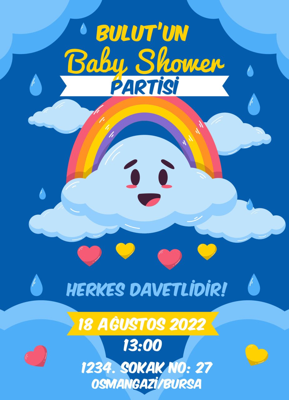 Kişiye Özel Bitmeyen Baby Shower Davetiyesi Model 9